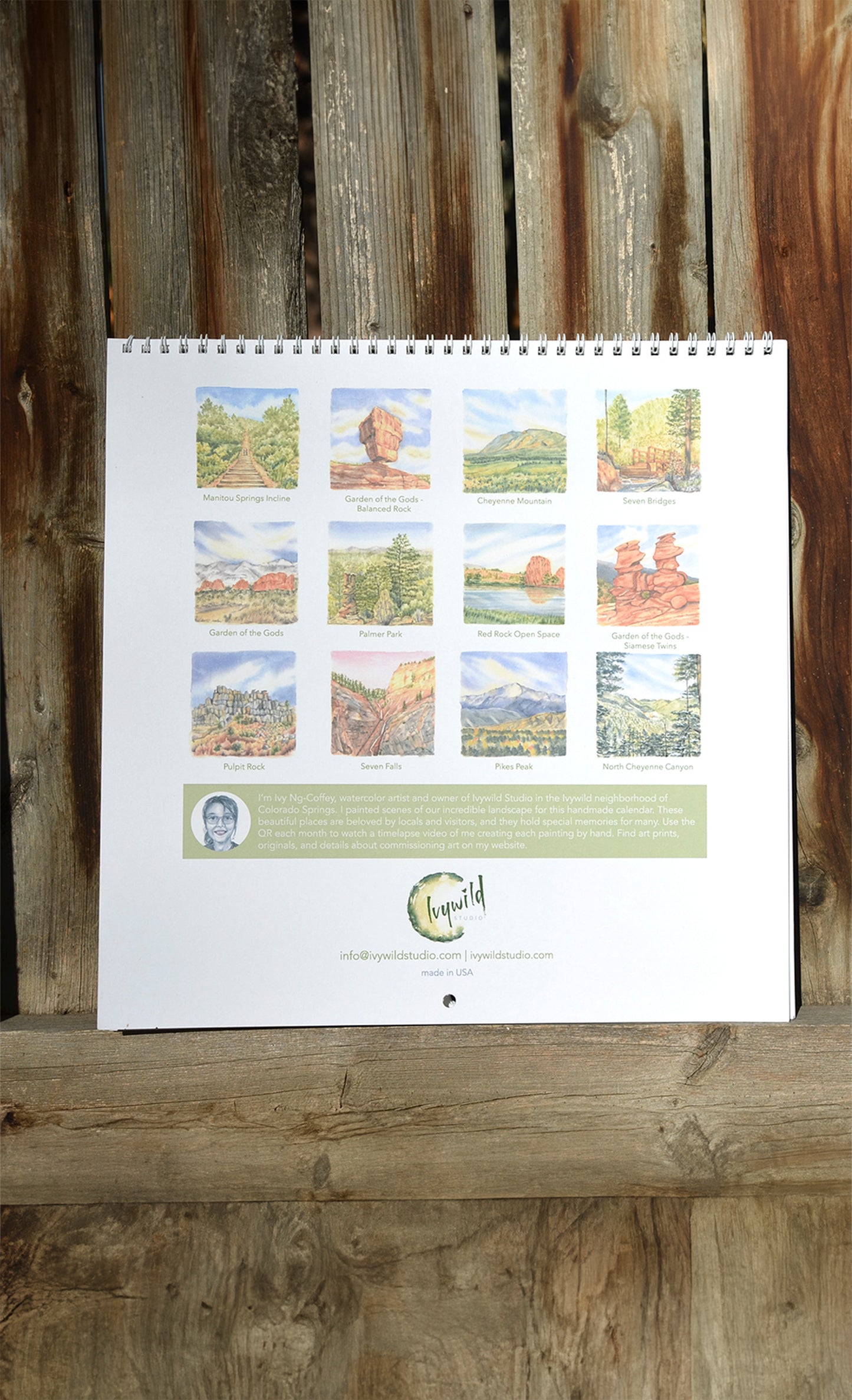 2025 Colorado Springs Landscape Watercolor Wall Calendar 12"x12"