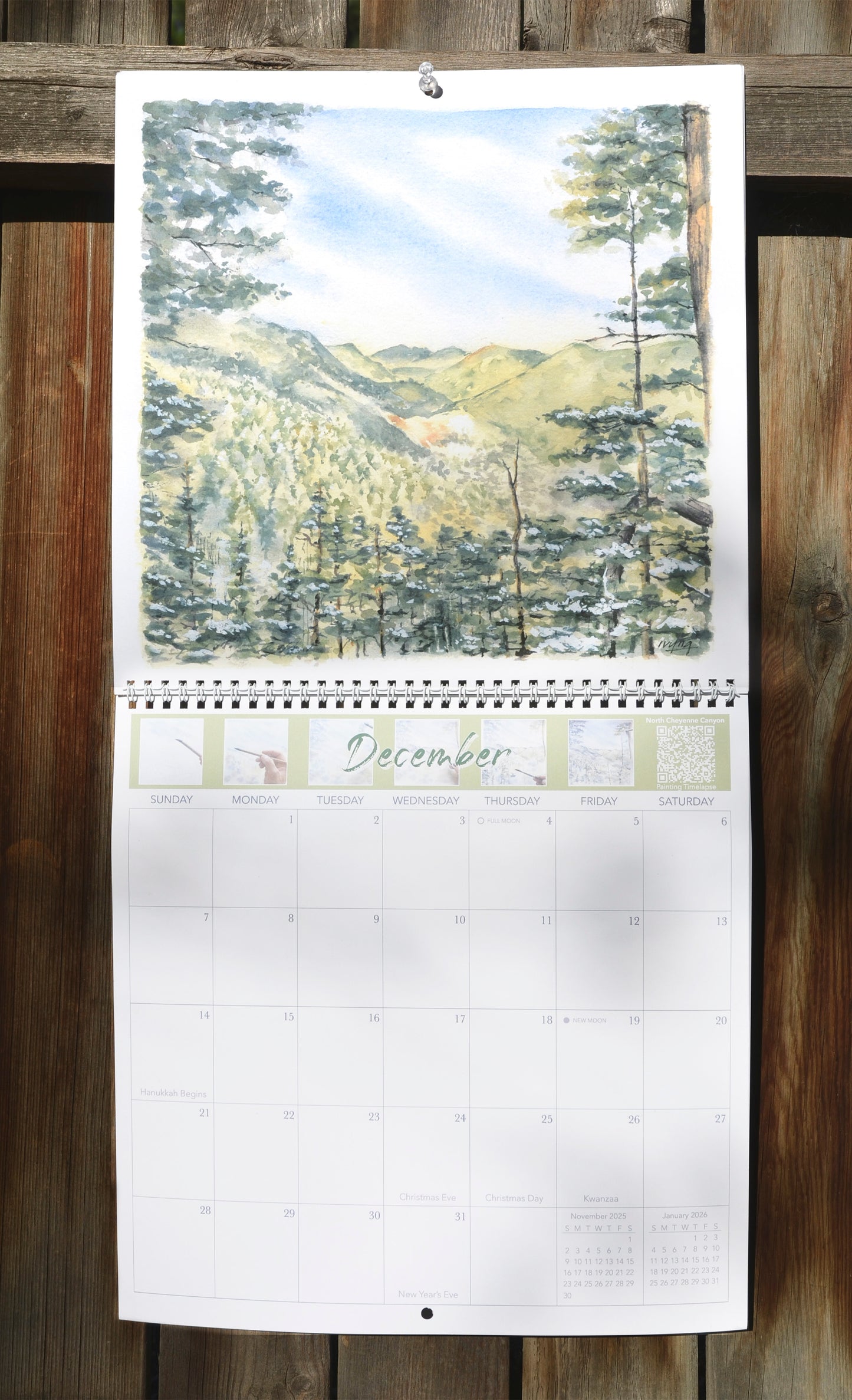 2025 Colorado Springs Landscape Watercolor Wall Calendar 12"x12"