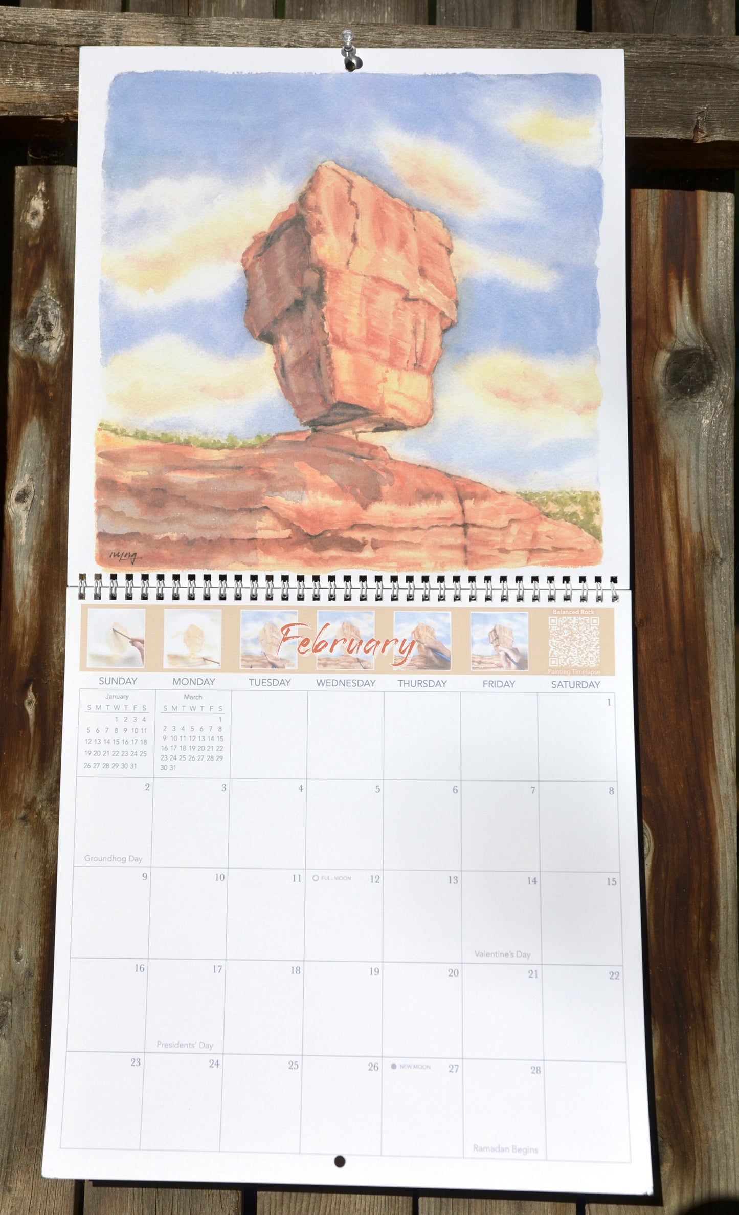 2025 Colorado Springs Landscape Watercolor Wall Calendar 12"x12"