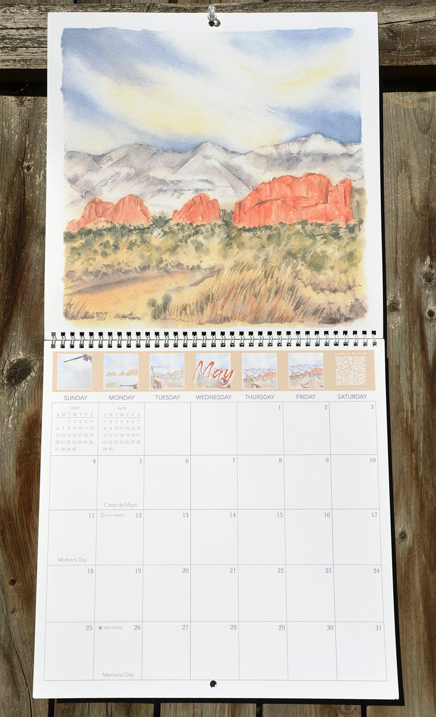 2025 Colorado Springs Landscape Watercolor Wall Calendar 12"x12"