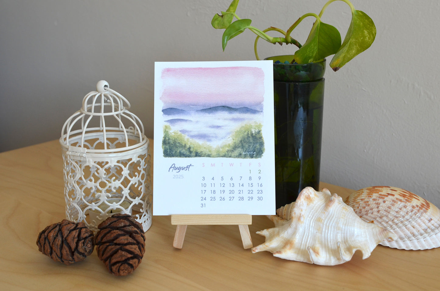 2025 abstract landscape watercolor desktop calendar