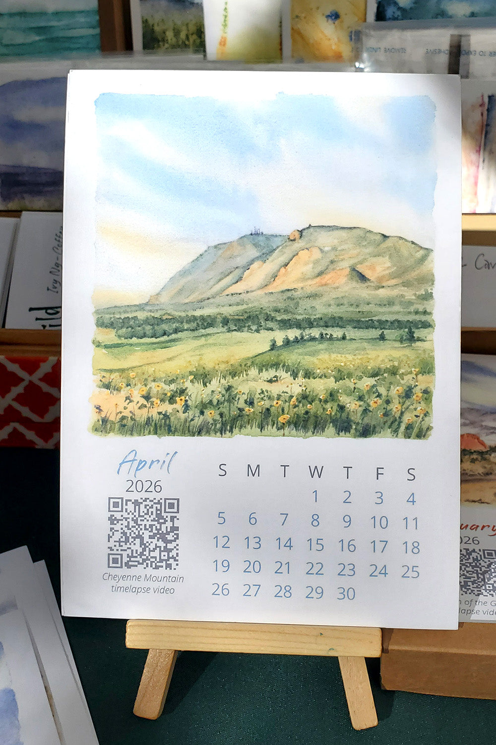 2026 Colorado Springs Landscape Watercolor Desktop Calendar