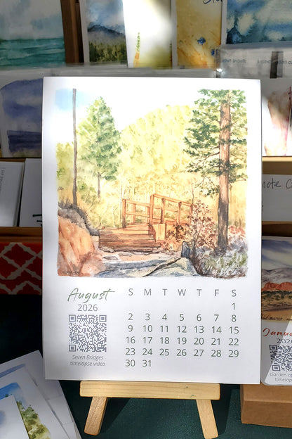 2026 Colorado Springs Landscape Watercolor Desktop Calendar