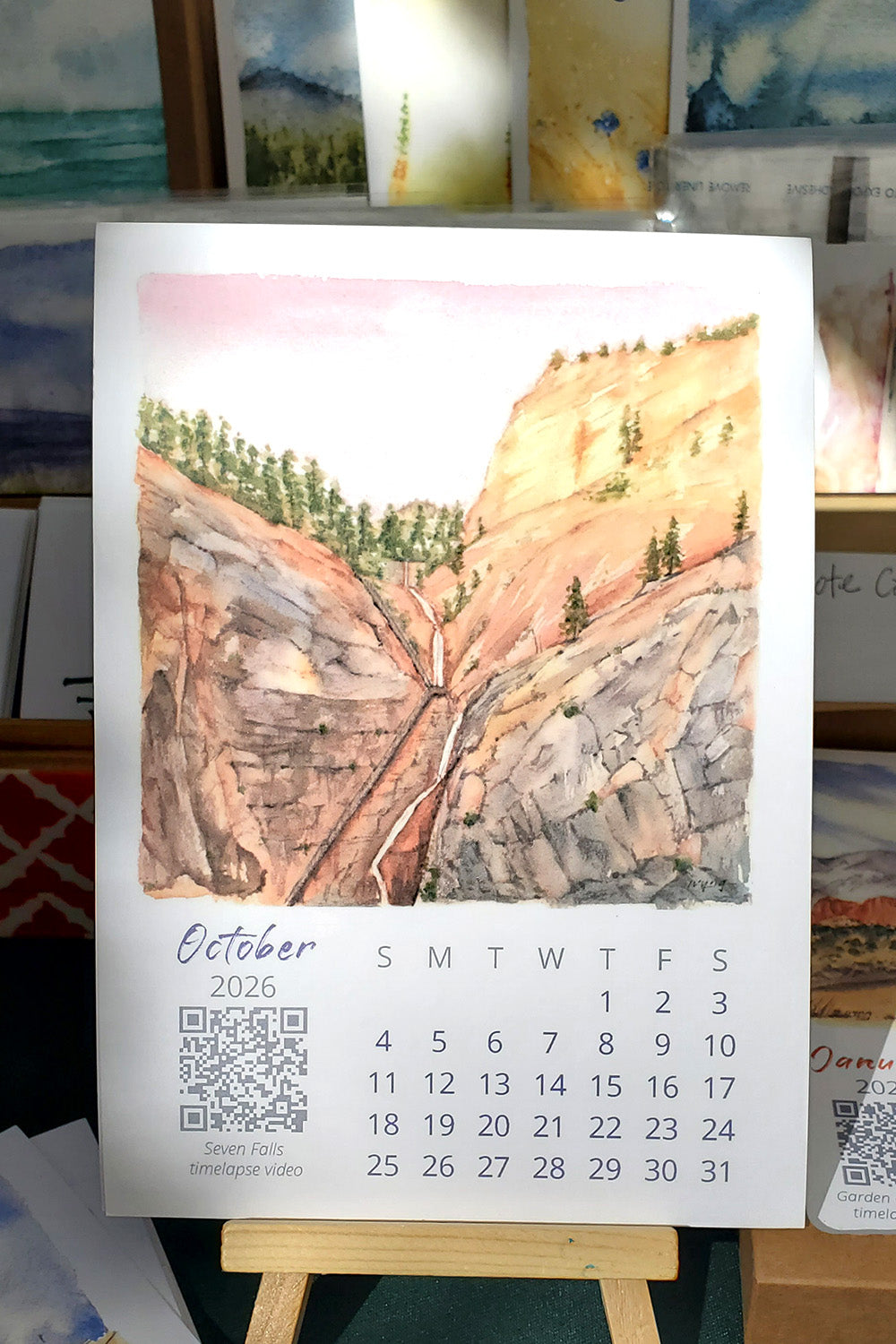2026 Colorado Springs Landscape Watercolor Desktop Calendar