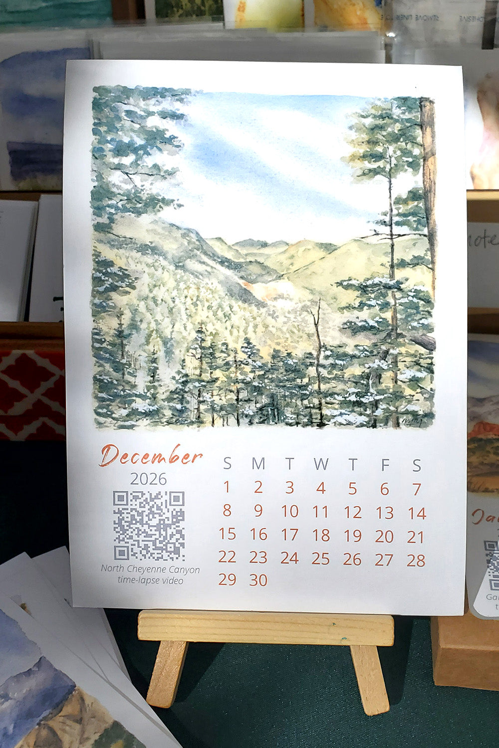 2026 Colorado Springs Landscape Watercolor Desktop Calendar