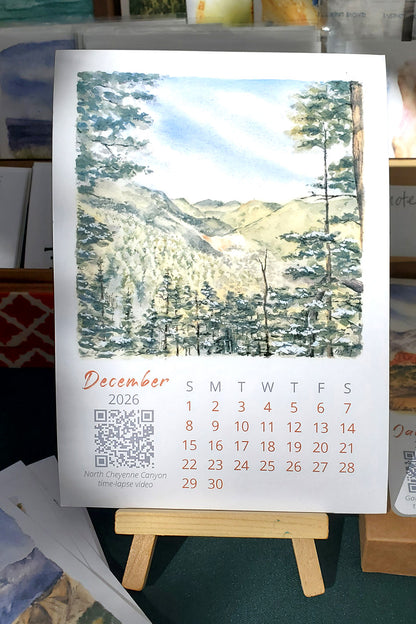 2026 Colorado Springs Landscape Watercolor Desktop Calendar