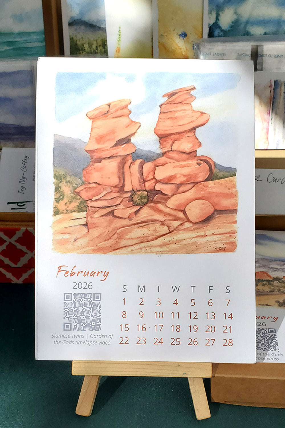 2026 Colorado Springs Landscape Watercolor Desktop Calendar