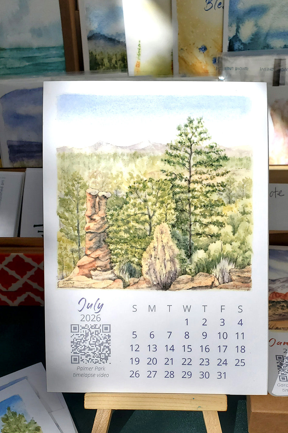 2026 Colorado Springs Landscape Watercolor Desktop Calendar