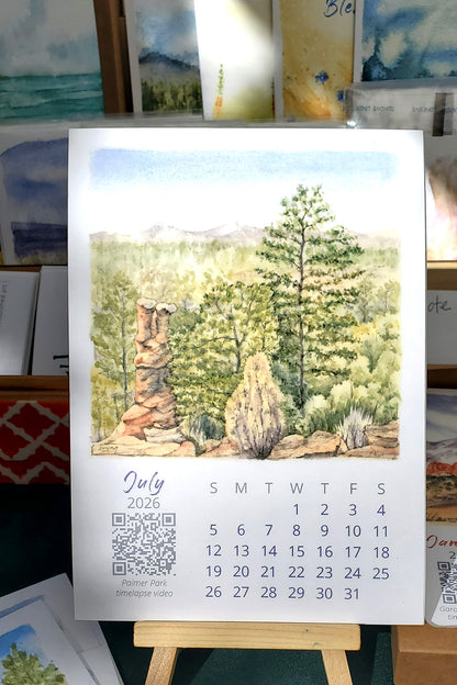 2026 Colorado Springs Landscape Watercolor Desktop Calendar