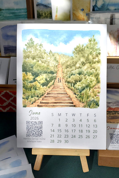 2026 Colorado Springs Landscape Watercolor Desktop Calendar