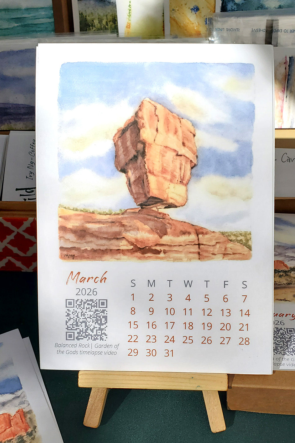 2026 Colorado Springs Landscape Watercolor Desktop Calendar