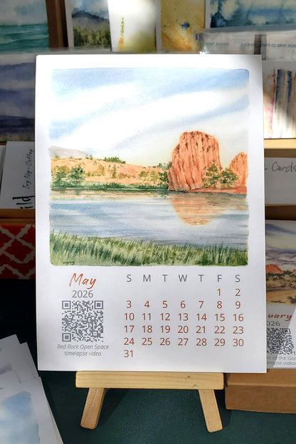 2026 Colorado Springs Landscape Watercolor Desktop Calendar
