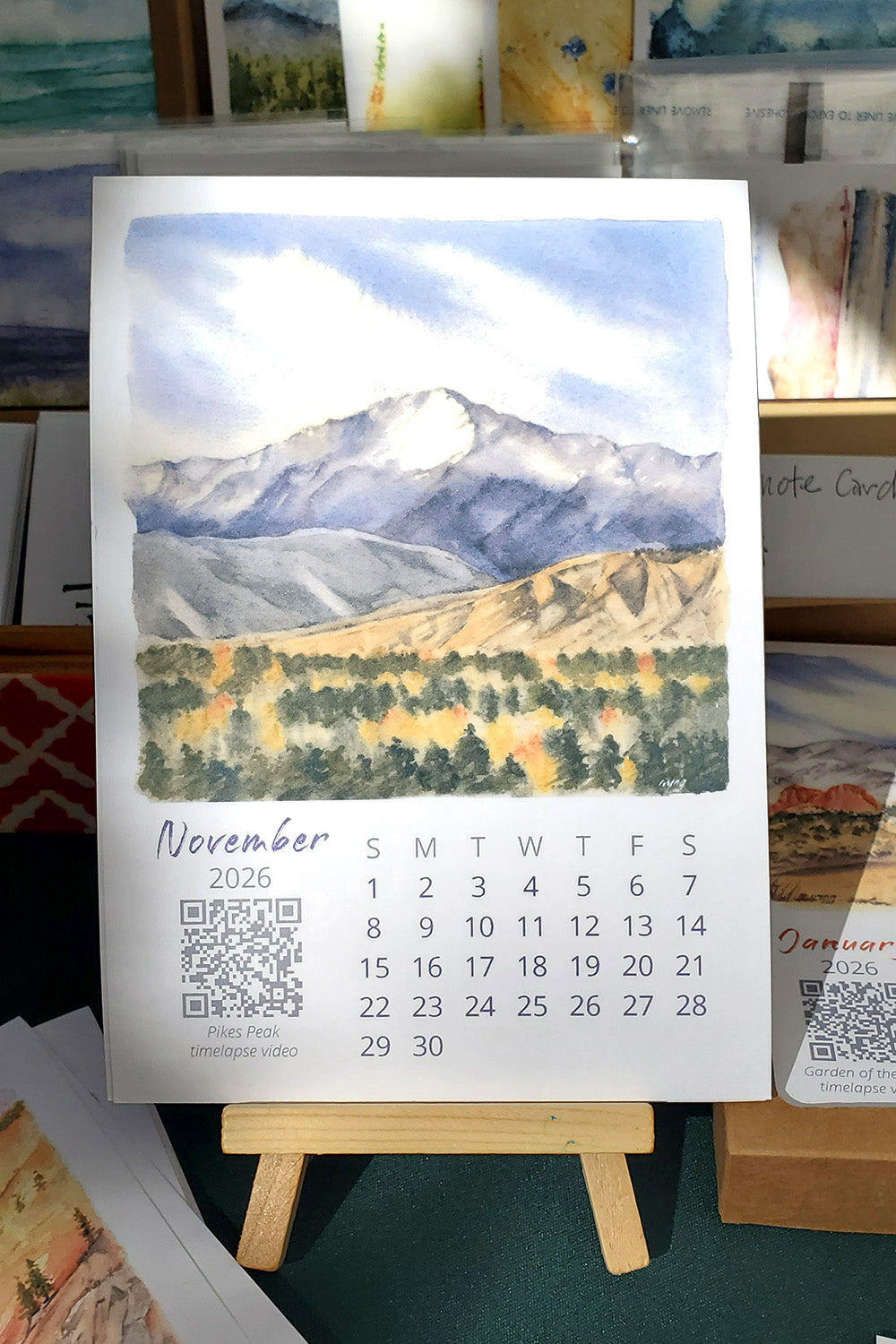 2026 Colorado Springs Landscape Watercolor Desktop Calendar