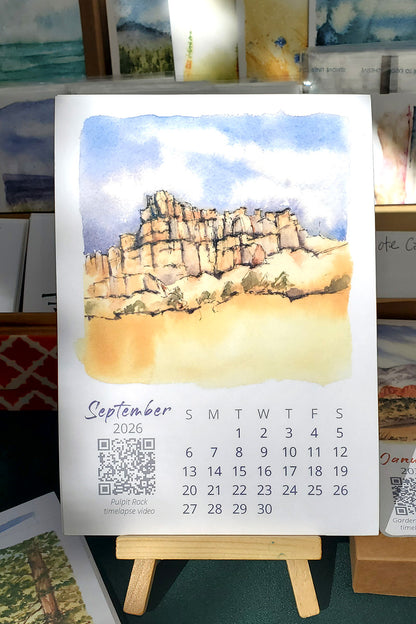 2026 Colorado Springs Landscape Watercolor Desktop Calendar