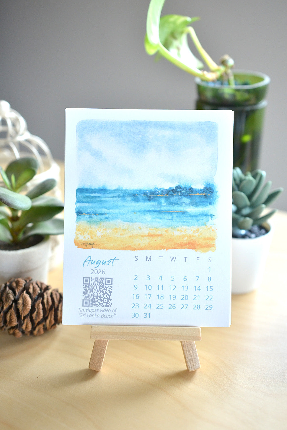 2026 Abstract Landscape Watercolor Desktop Calendar