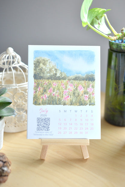 2026 Abstract Landscape Watercolor Desktop Calendar