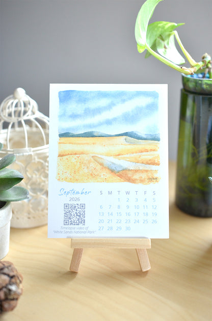 2026 Abstract Landscape Watercolor Desktop Calendar