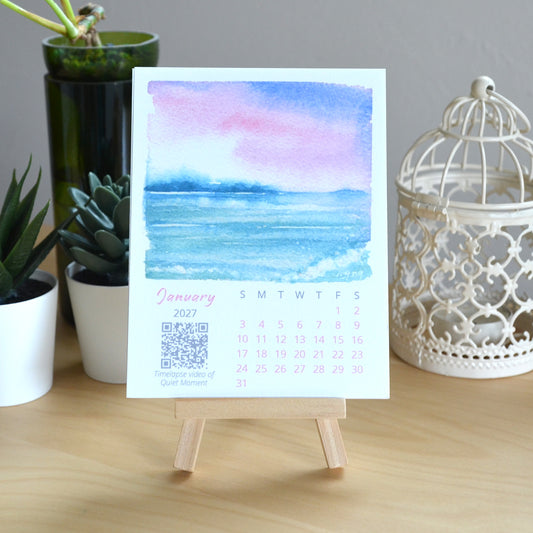 2027 Abstract Landscape Watercolor Desktop Calendar