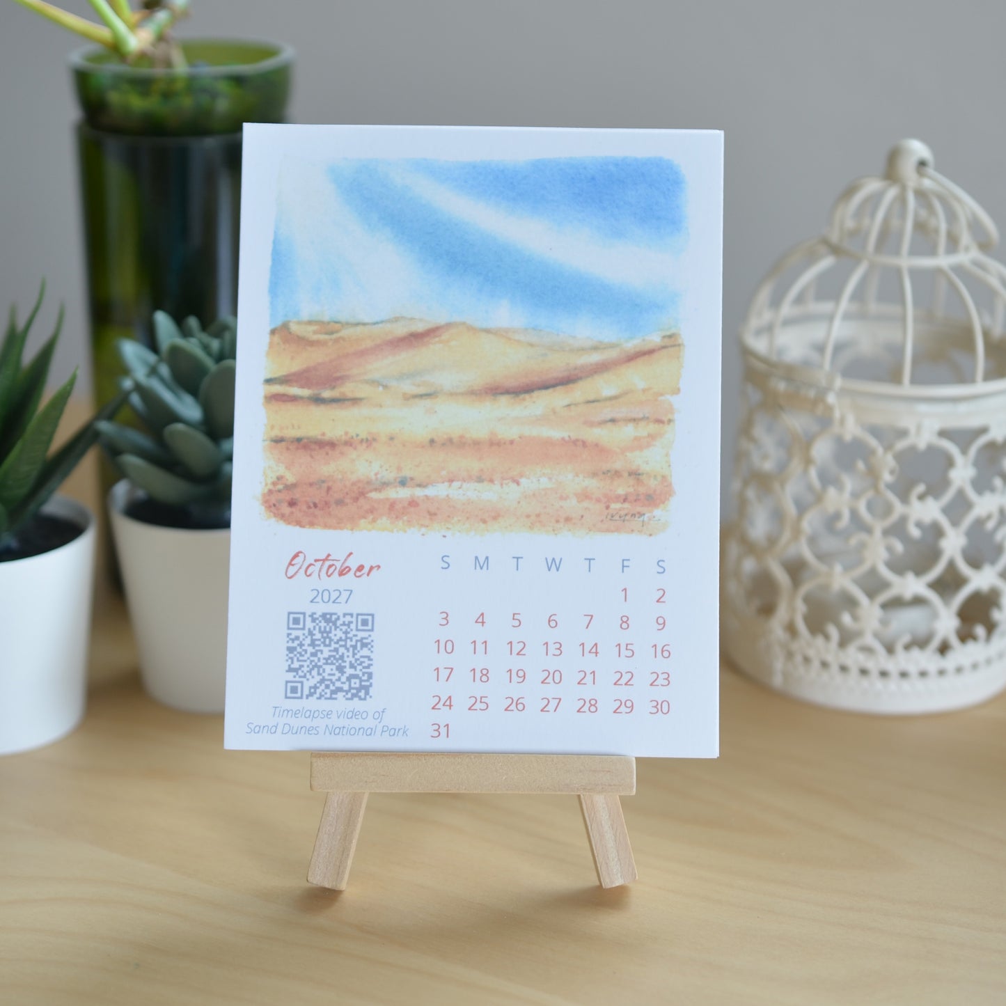 2027 Abstract Landscape Watercolor Desktop Calendar