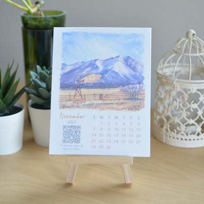 2027 Abstract Landscape Watercolor Desktop Calendar