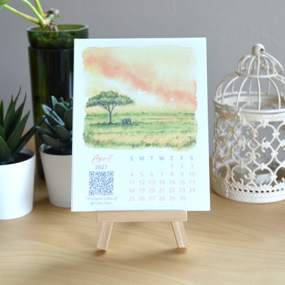 2027 Abstract Landscape Watercolor Desktop Calendar