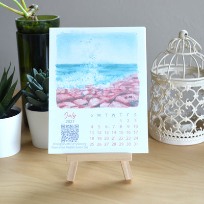 2027 Abstract Landscape Watercolor Desktop Calendar