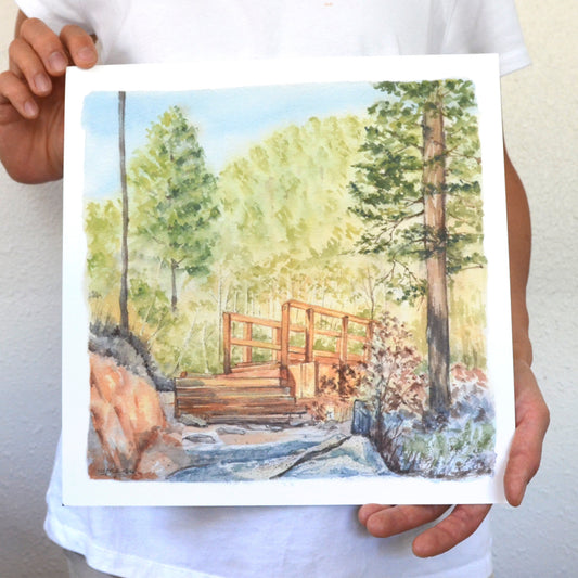 Colorado Springs Landscape Watercolor Art Print 12"x12" | Seven Bridges