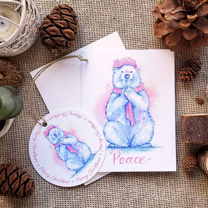 Christmas Greeting Card with Paper Ornament - Polar Bear