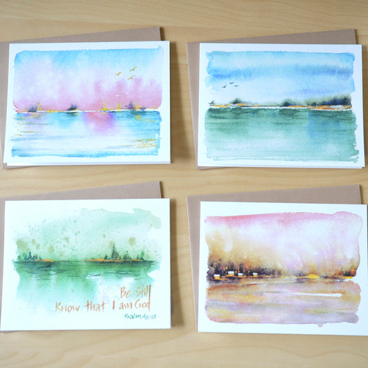 Abstract Watercolor Landscape Greeting Card | Landscape | Mixed set of 4