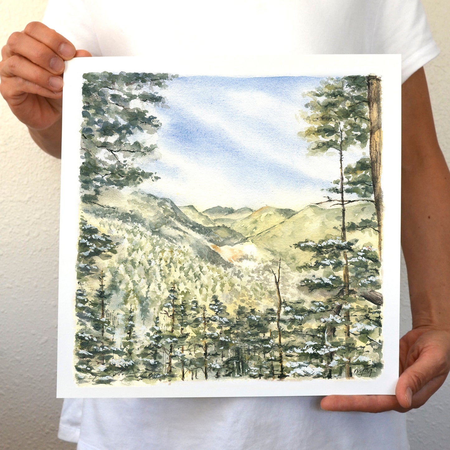 Colorado Springs Landscape Watercolor Art Print 12"x12" | North Cheyenne Canyon