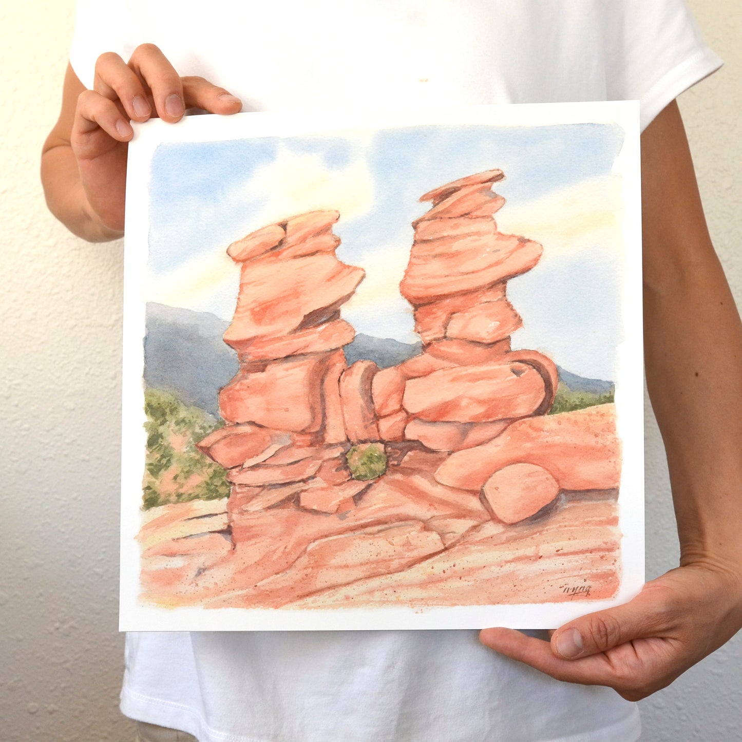 Colorado Springs Landscape Watercolor Art Print 12"x12" | Siamese Twin