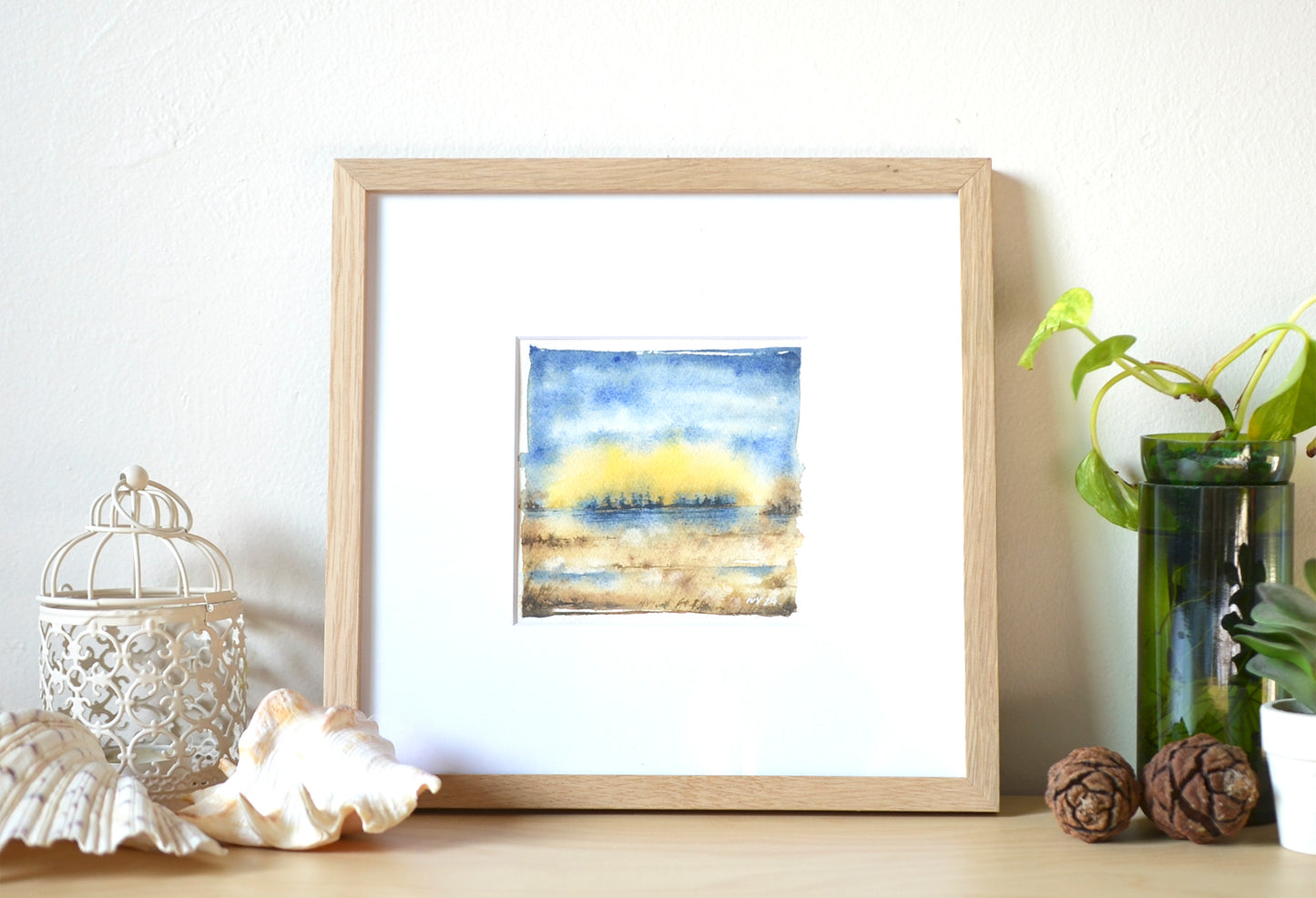 Sunrise in the Fall Meadow | Original Watercolor | 5"x 5"