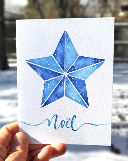 Christmas Star Greeting Card with Paper Ornament | Blue