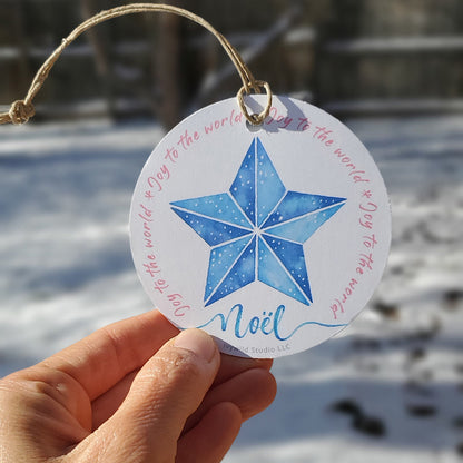 Christmas Star Greeting Card with Paper Ornament | Blue
