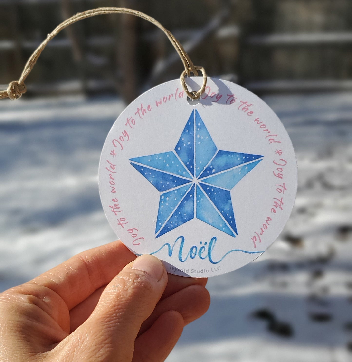 Watercolor Christmas Star Cards and Paper Ornaments - Blue