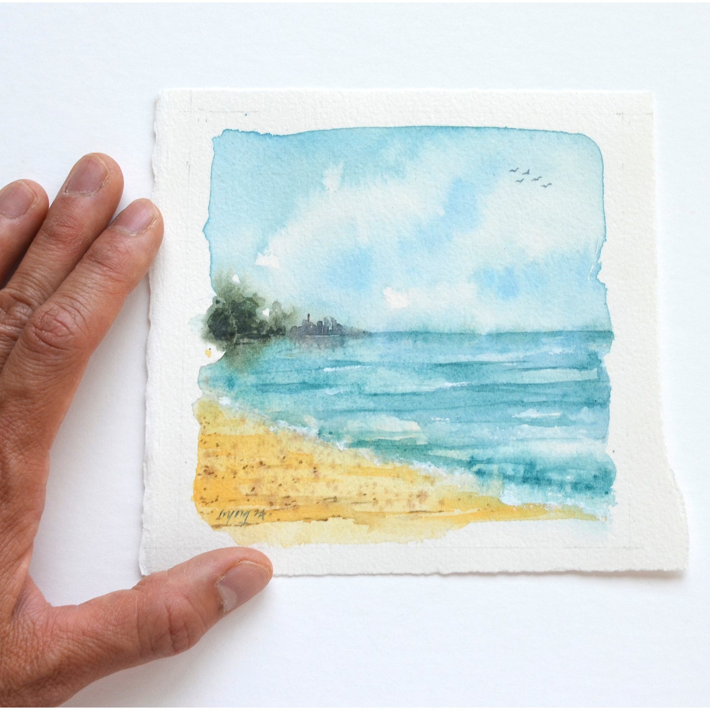 Chicago Beach | Original Watercolor | 5"x 5"