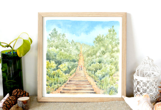 Colorado Springs Original Watercolor | Manitou Incline |  10"x10"