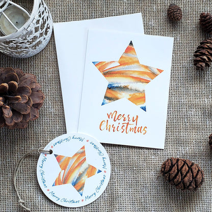 Christmas Star Greeting Card with Paper Ornament | Orange