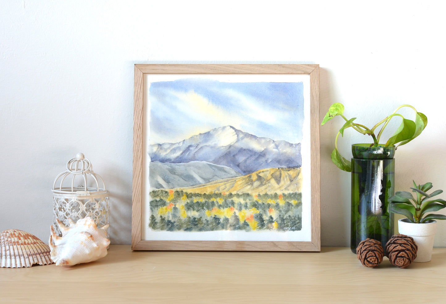 Colorado Springs Original Watercolor | Pikes Peak in the Fall |  10"x10"