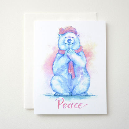 Christmas Greeting Card with Paper Ornament - Polar Bear
