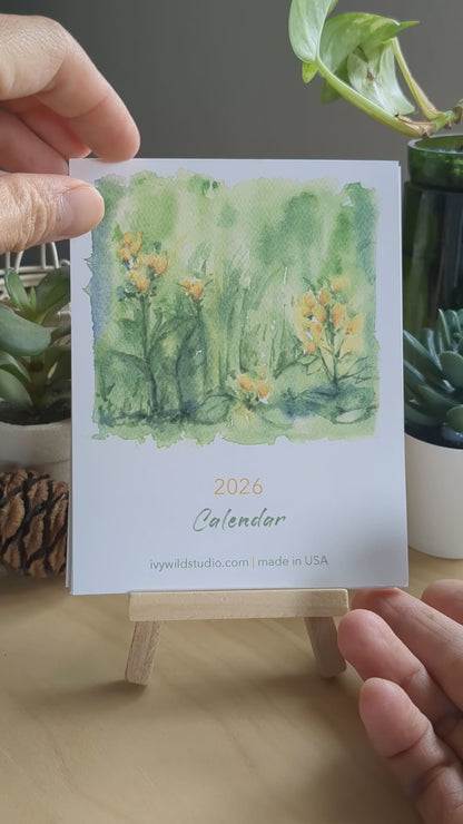 2026 Abstract Landscape Watercolor Desktop Calendar