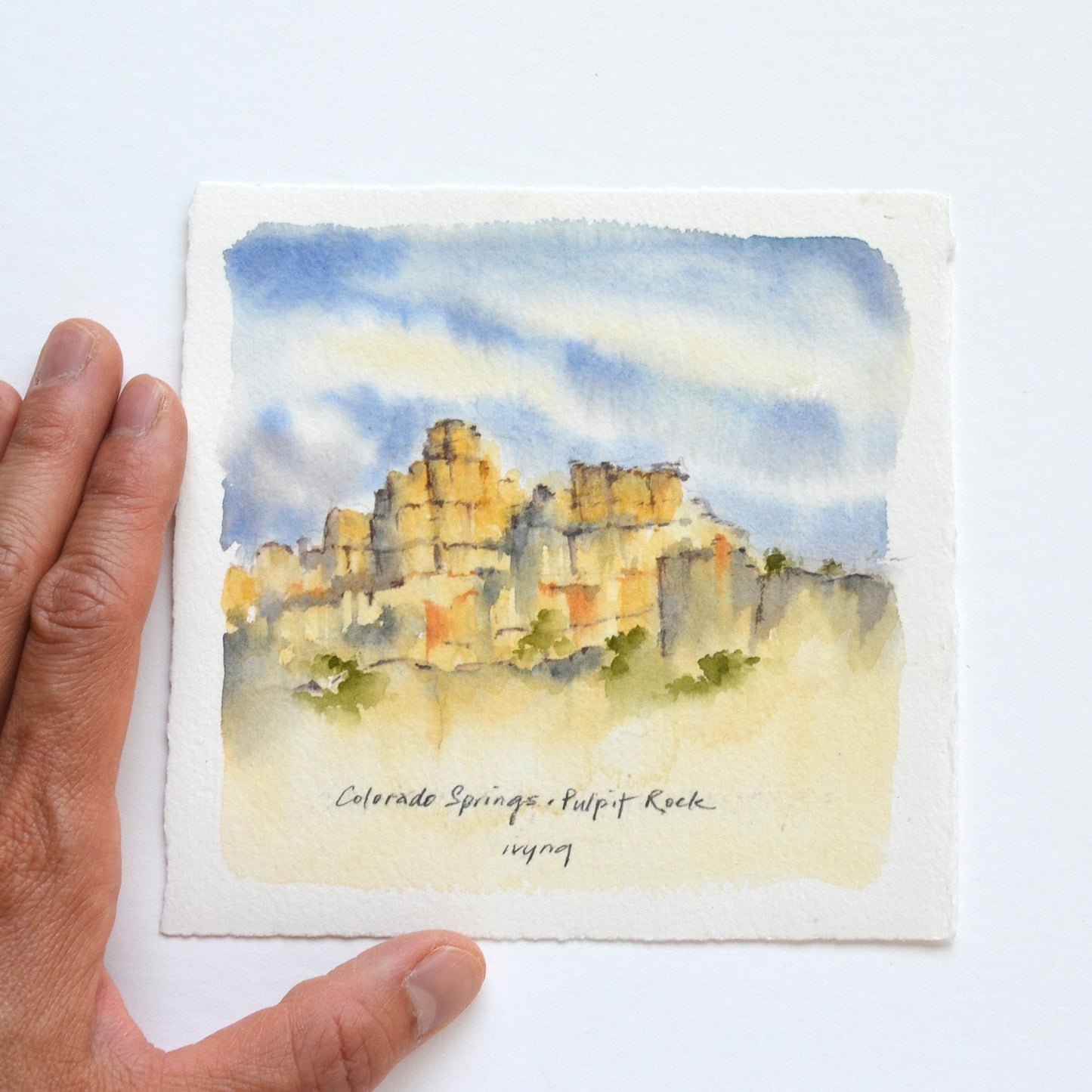 Colorado Springs Original Watercolor | Pulpit Rock I |  5"x 5"