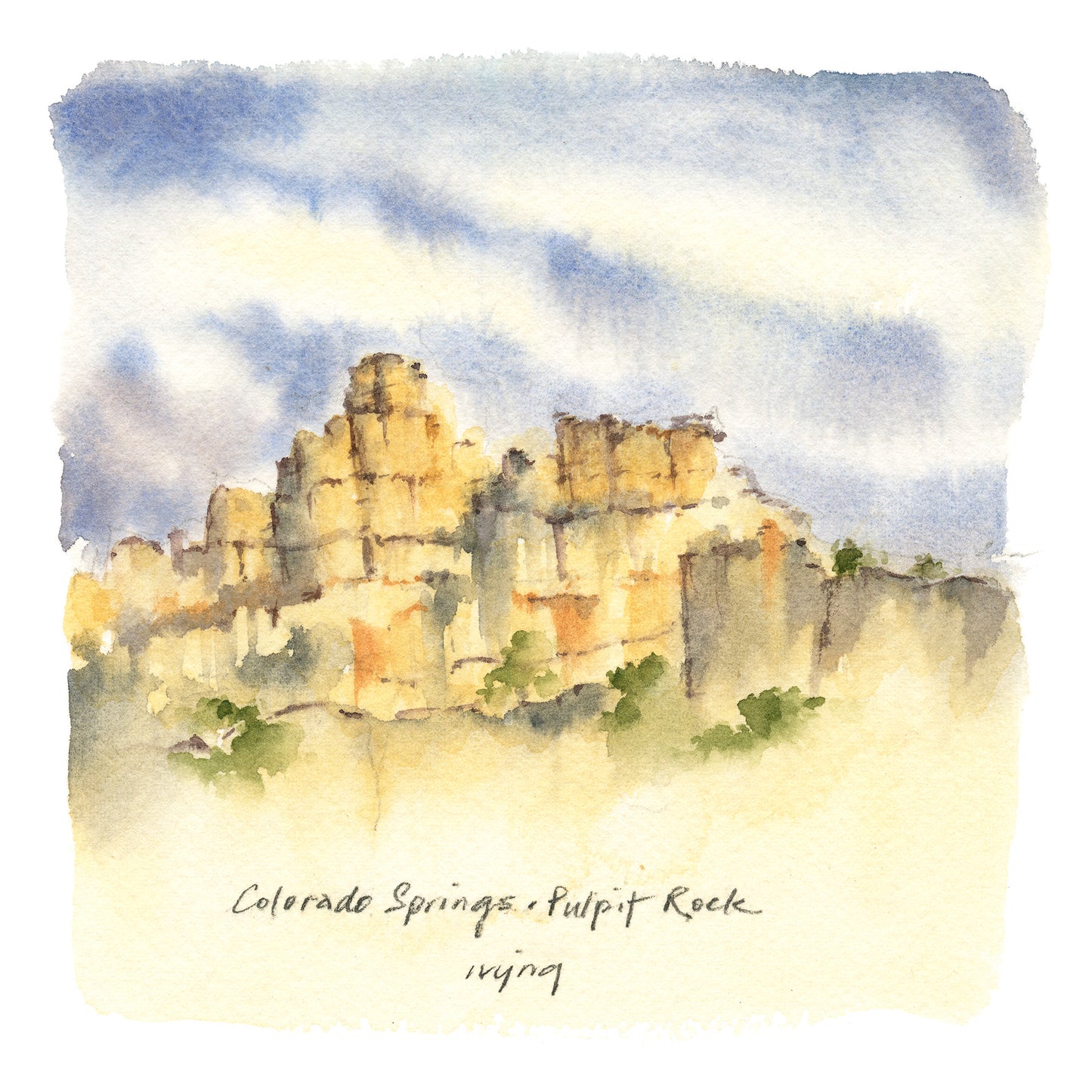 Colorado Springs Original Watercolor | Pulpit Rock I |  5"x 5"