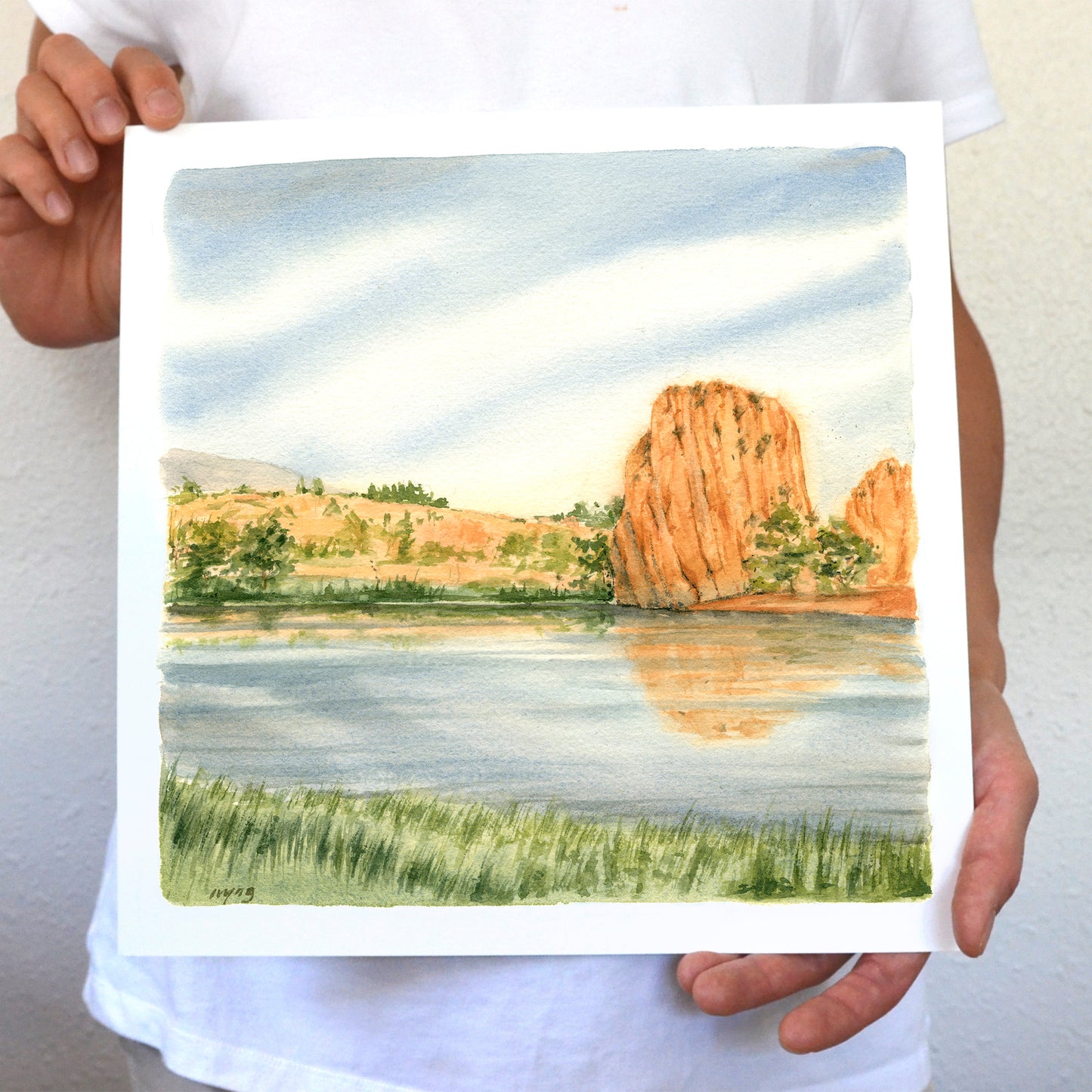 Colorado Springs Landscape Watercolor Art Print 12"x12" | Red Rock Open Space